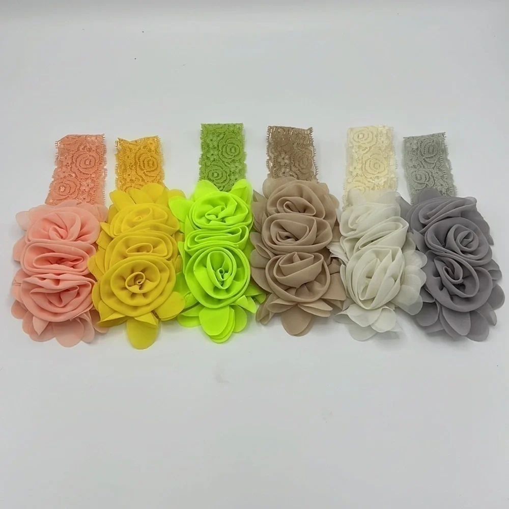 HEADBANDS SET OF 17 HOMEMADE SOLID COLOR FLORAL LACE BABY GIRL New without tags